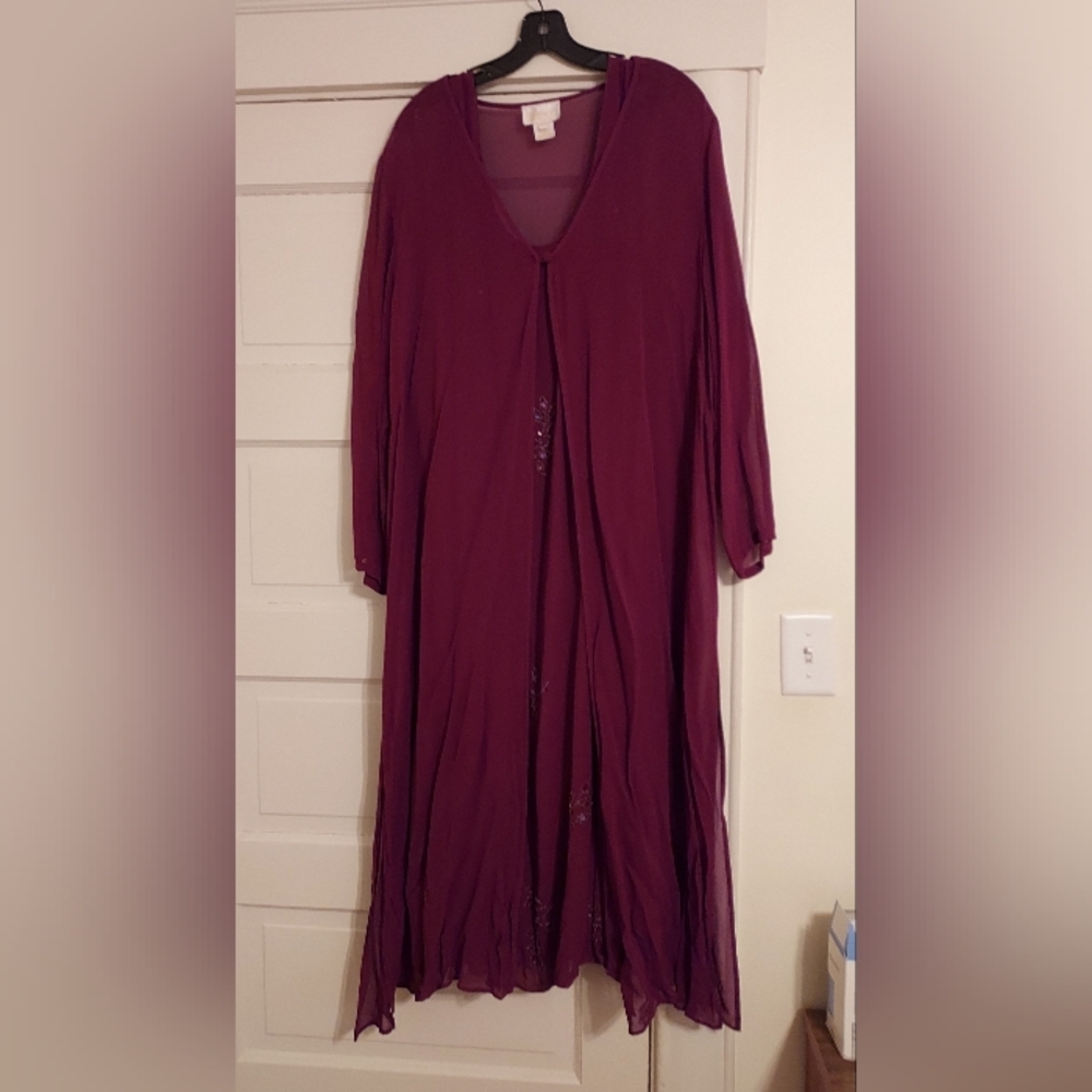 Long Beaded Chiffon Dress and Jacket set